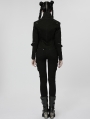 Black Gothic Post-Apocalyptic Techwear Style Denim Short Jacket for Women