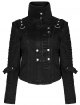 Black Gothic Post-Apocalyptic Techwear Style Denim Short Jacket for Women