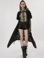 Black Gothic Post-Apocalyptic Style Hollow Out Long Cardigan for Women