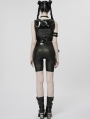 Black Gothic Punk Sexy Hollow Out Patent Leather Vest Top for Women