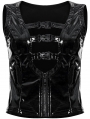 Black Gothic Punk Sexy Hollow Out Patent Leather Vest Top for Women