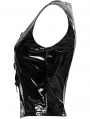 Black Gothic Punk Sexy Hollow Out Patent Leather Vest Top for Women