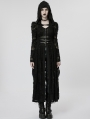 Black Dark Gothic Rose Pattern Two-Pieces Long Hooded Coat for Women