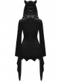 Black Gothic Cat Ear Long Bell Sleeves Hooded Mini Velvet Dress