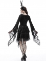 Black Gothic Dark Long Bell Sleeves Irregular Velvet Dress