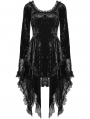 Black Gothic Dark Long Bell Sleeves Irregular Velvet Dress