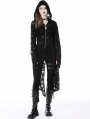 Black Gothic Decadent Ripped Zip Long Jacket for Women