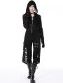 Black Gothic Decadent Ripped Zip Long Jacket for Women