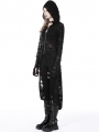 Black Gothic Decadent Ripped Zip Long Jacket for Women