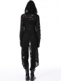 Black Gothic Decadent Ripped Zip Long Jacket for Women