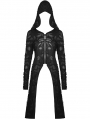 Black Gothic Decadent Ripped Zip Long Jacket for Women