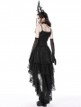 Black Gothic Chiffon Lace Trim High-Low Skirt