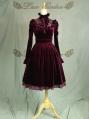 Wine Red Long Sleeves Gothic Victorian Style Lolita Dress