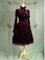 Wine Red Long Sleeves Gothic Victorian Style Lolita Dress