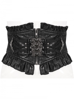 Black Vintage Gothic Front Zipper Girdle