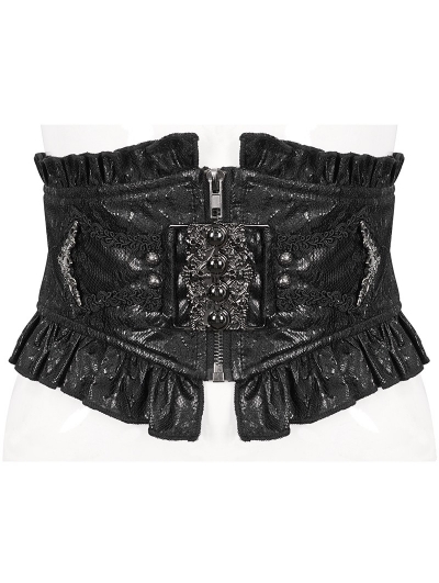 Black Vintage Gothic Front Zipper Girdle