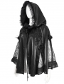 Black Gothic Feather Flower Short Hooded Cape for Women