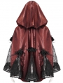 Red Gothic Feather Flower Short Hooded Cape for Women