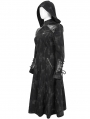 Black Gothic Punk Spliced Faux Leather Hooded Coat for Women