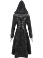 Black Gothic Punk Spliced Faux Leather Hooded Coat for Women