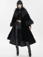 Black Vintage Gothic Fur Warm Loose Hooded Cape Coat for Women