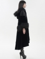 Black Vintage Gothic Fur Warm Loose Hooded Cape Coat for Women