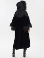Black Vintage Gothic Fur Warm Loose Hooded Cape Coat for Women