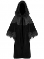 Black Vintage Gothic Fur Warm Loose Hooded Cape Coat for Women