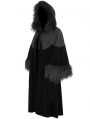 Black Vintage Gothic Fur Warm Loose Hooded Cape Coat for Women