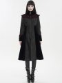 Black Vintage Gothic Jacquard Velvet Long Coat for Women