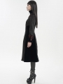 Black Vintage Gothic Jacquard Velvet Long Coat for Women