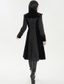 Black Vintage Gothic Jacquard Velvet Long Coat for Women