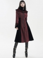 Red Vintage Gothic Jacquard Velvet Long Coat for Women