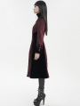 Red Vintage Gothic Jacquard Velvet Long Coat for Women