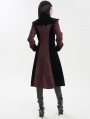 Red Vintage Gothic Jacquard Velvet Long Coat for Women