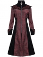 Red Vintage Gothic Jacquard Velvet Long Coat for Women
