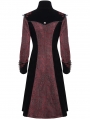 Red Vintage Gothic Jacquard Velvet Long Coat for Women