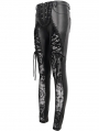 Black Sexy Gothic Hollow Out Lace Long Synthetic Leather Pants for Women