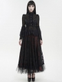 Black Vintage Gothic Lace Long Trumpet Sleeve Shirt for Women