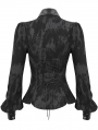 Black Gothic Punk Heart Shaped Cutout Long Sleeve Blouse for Women