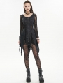 Black Gothic Punk Street Net Splicing Irregular Short Dress