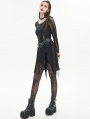 Black Gothic Punk Street Net Splicing Irregular Short Dress