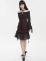 Black and Red Gothic Off-the-Shoulder Lace Trumpet Sleeve Short Party Dress