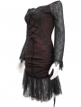 Black and Red Gothic Off-the-Shoulder Lace Trumpet Sleeve Short Party Dress
