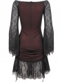 Black and Red Gothic Off-the-Shoulder Lace Trumpet Sleeve Short Party Dress