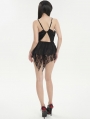 Black Gothic Rose Pattern One-Piece Sexy Lace Chain Lingerie Dress
