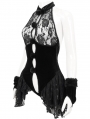 Black Gothic Floral Lace Velvet One-Piece Sexy Lingerie Dress