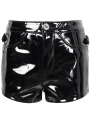 Black Gothic Hollow Out Patent Leather Button Hot Pants