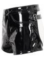Black Gothic Hollow Out Patent Leather Button Hot Pants