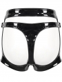 Black Gothic Hollow Out Patent Leather Button Hot Pants